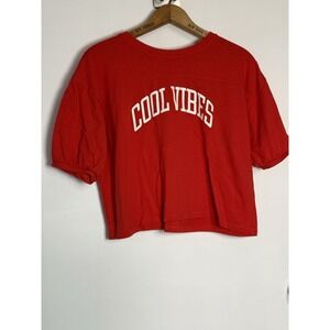 ThereAbouts Juniors Short Sleeve Crop Top Size 3XL Plus Red Cool Vibes.